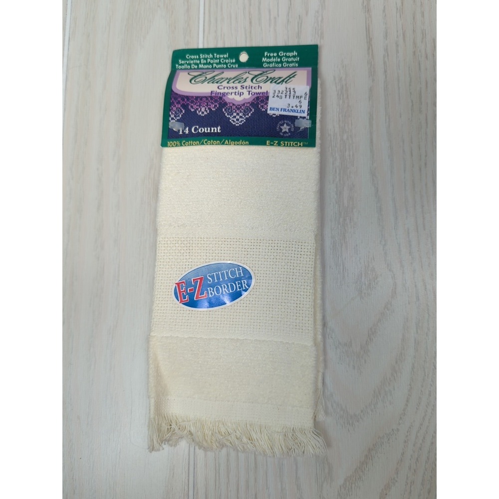 Charles Craft Cross‎ Stitch blank fingertip towel cream new older